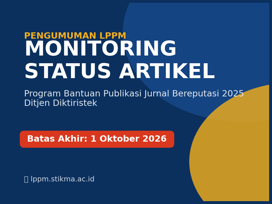 Pengumuman Pengisian Monitoring Status Artikel Bantuan Publikasi Jurnal Bereputasi 2025